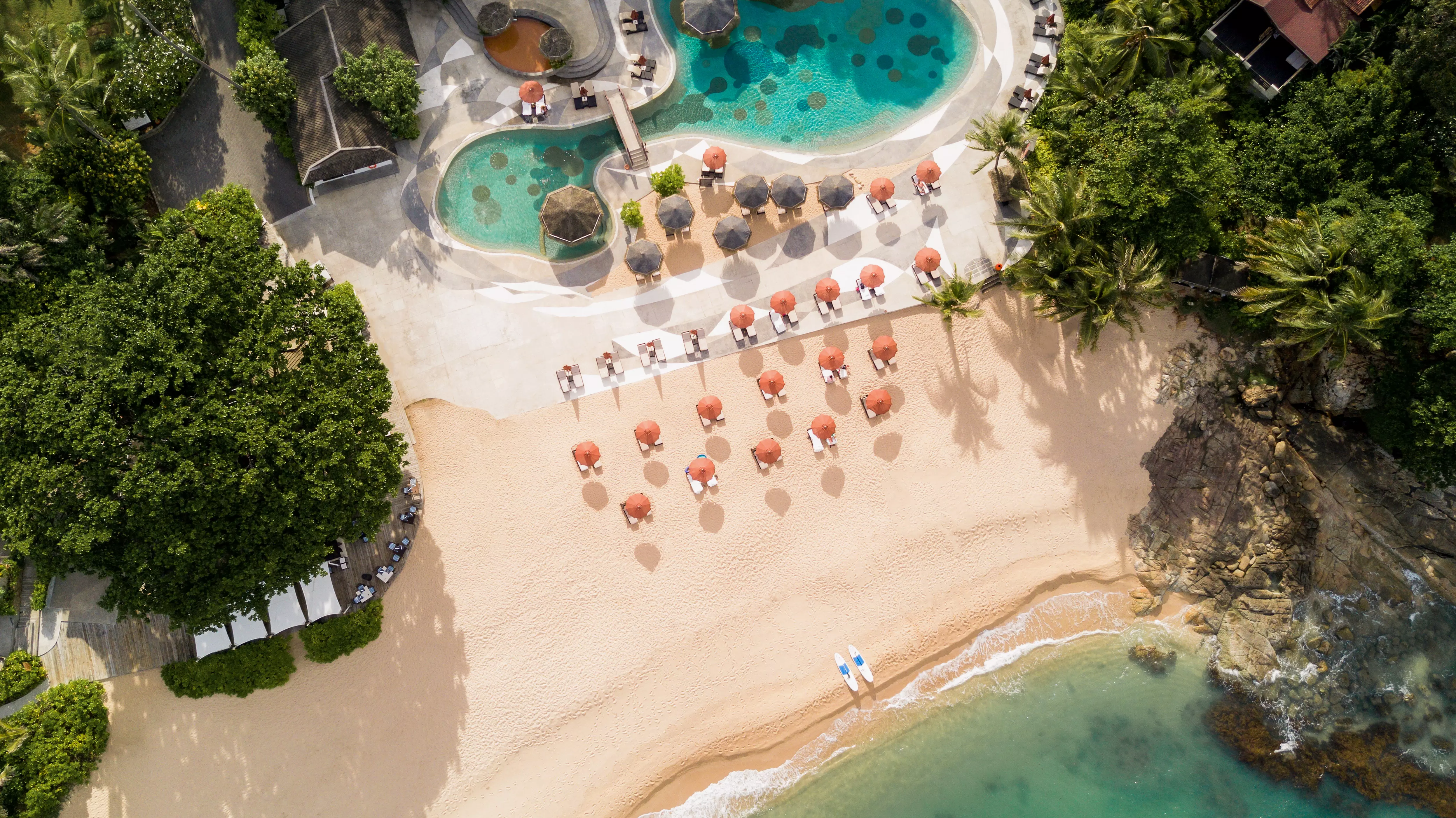 Garrya Tongsai Bay - Aerial beach and pools view 